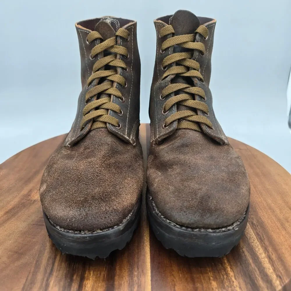 SM Wholesale Boots Mens 9 Brown Leather Combat Army Military Roughout Lace Up